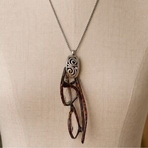 Brighton Eyeglass Holder Necklace Womens OS Silver Scroll Pendant Reader Hanger